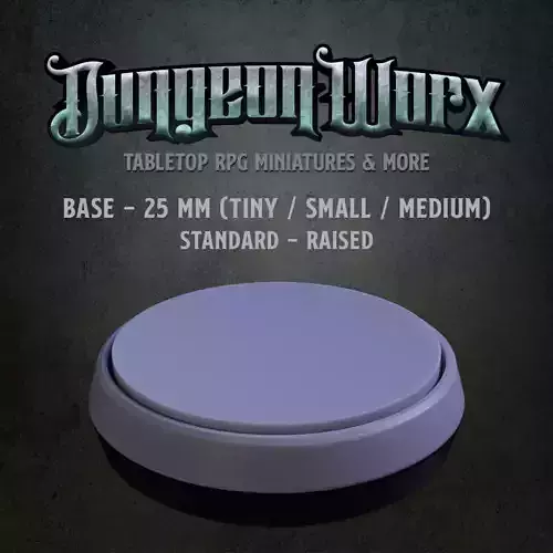 Standard 25 mm Tabletop RPG Miniature Base - Raised Top 3D print model