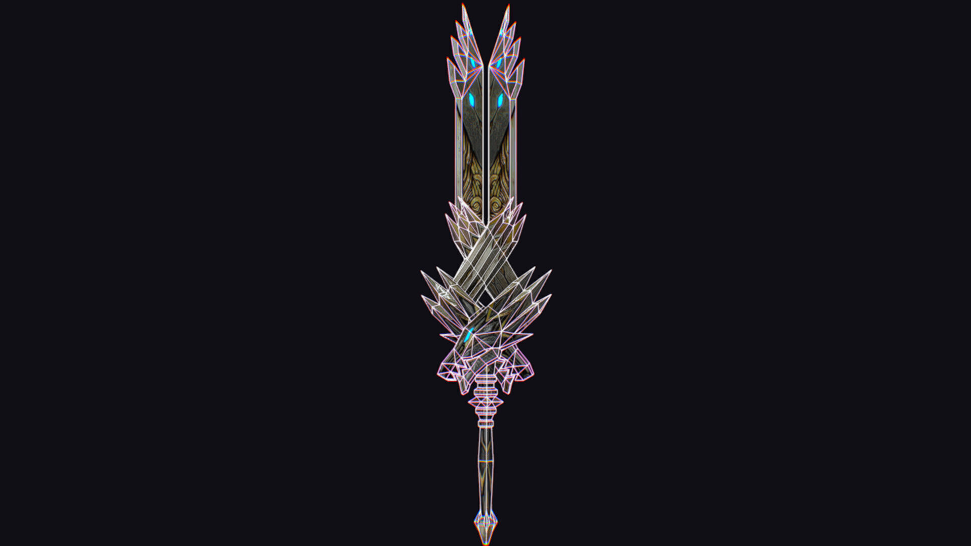 Sword Magical Cutting Fantasy Melee Dagger Iron Blade Saber Low-poly 3D model_12