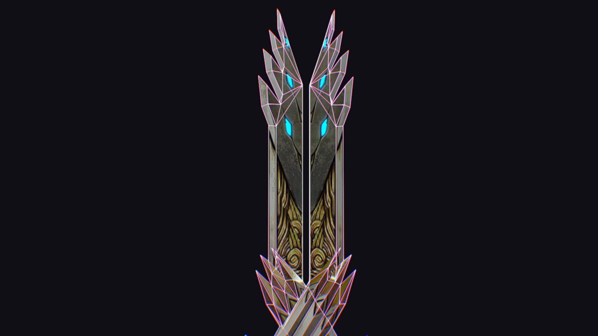 Sword Magical Cutting Fantasy Melee Dagger Iron Blade Saber Low-poly 3D model_13