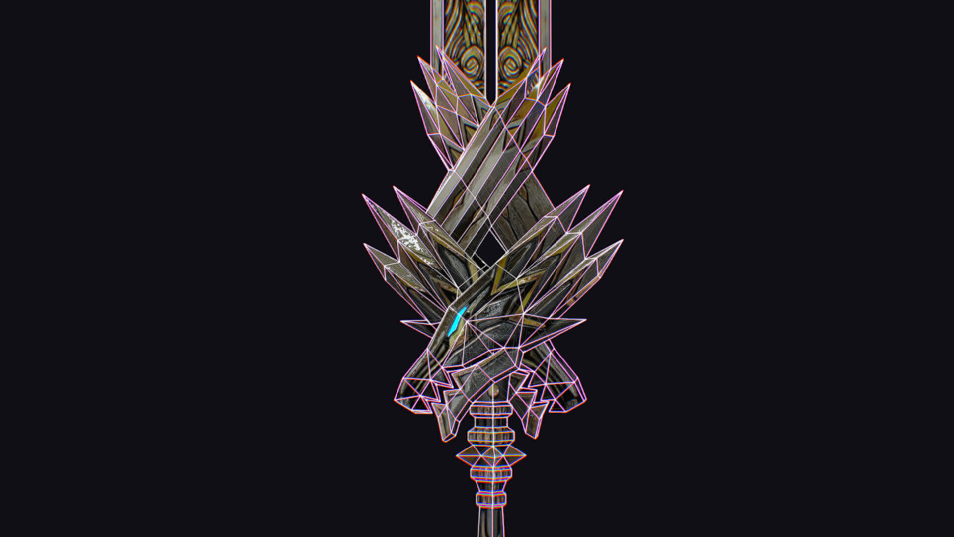 Sword Magical Cutting Fantasy Melee Dagger Iron Blade Saber Low-poly 3D model_14