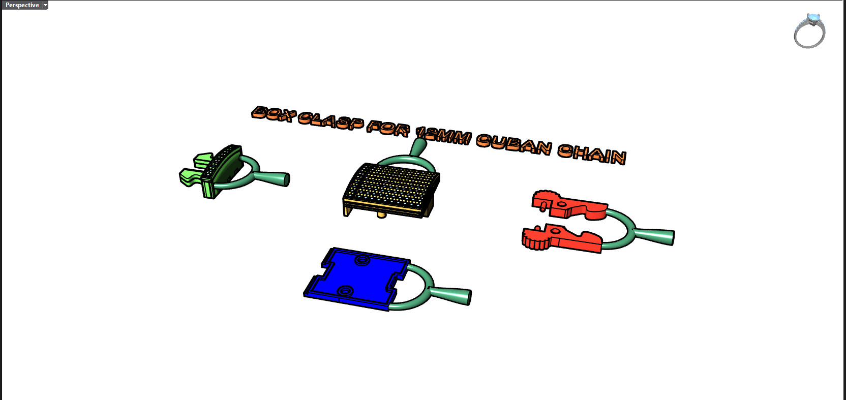 Box clasp lock for 12mm Cuban chain LK-006 3D print model_3