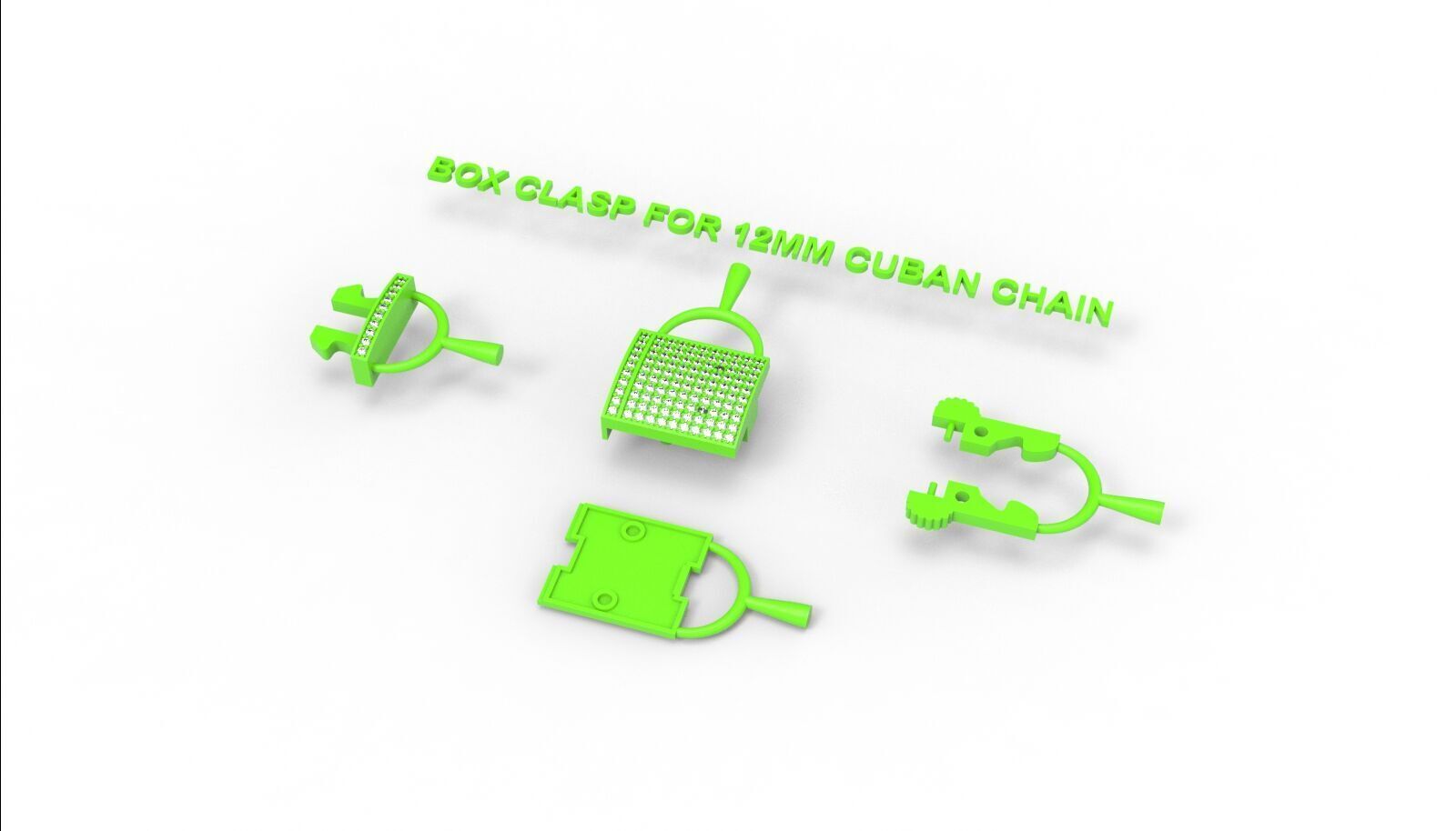 Box clasp lock for 12mm Cuban chain LK-006 3D print model_14