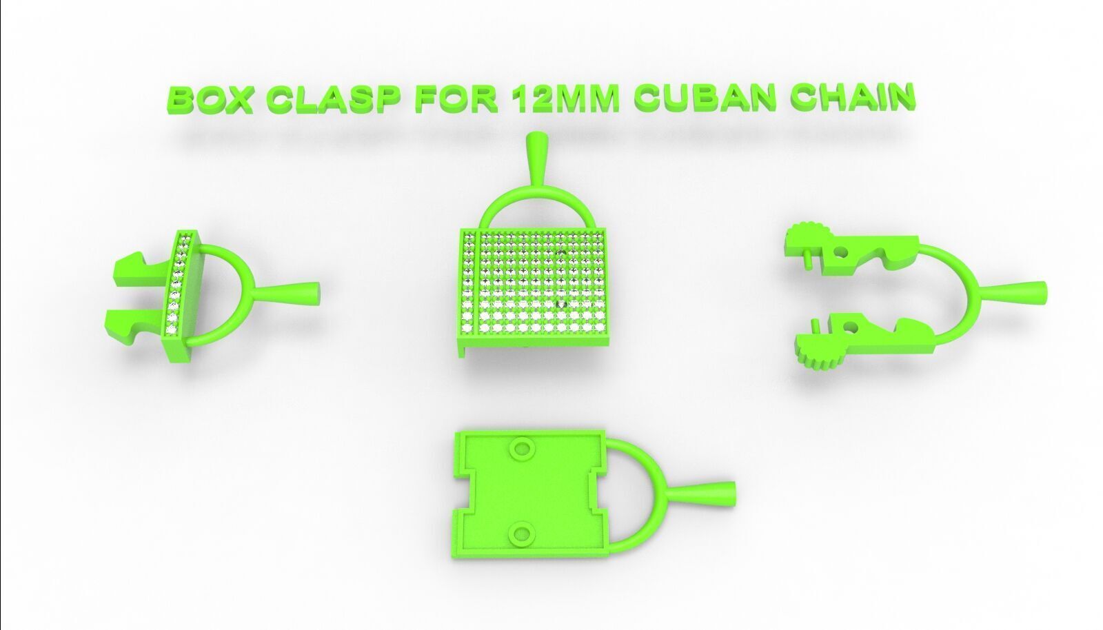 Box clasp lock for 12mm Cuban chain LK-006 3D print model_15