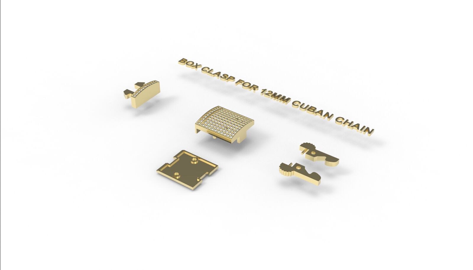 Box clasp lock for 12mm Cuban chain LK-006 3D print model_10