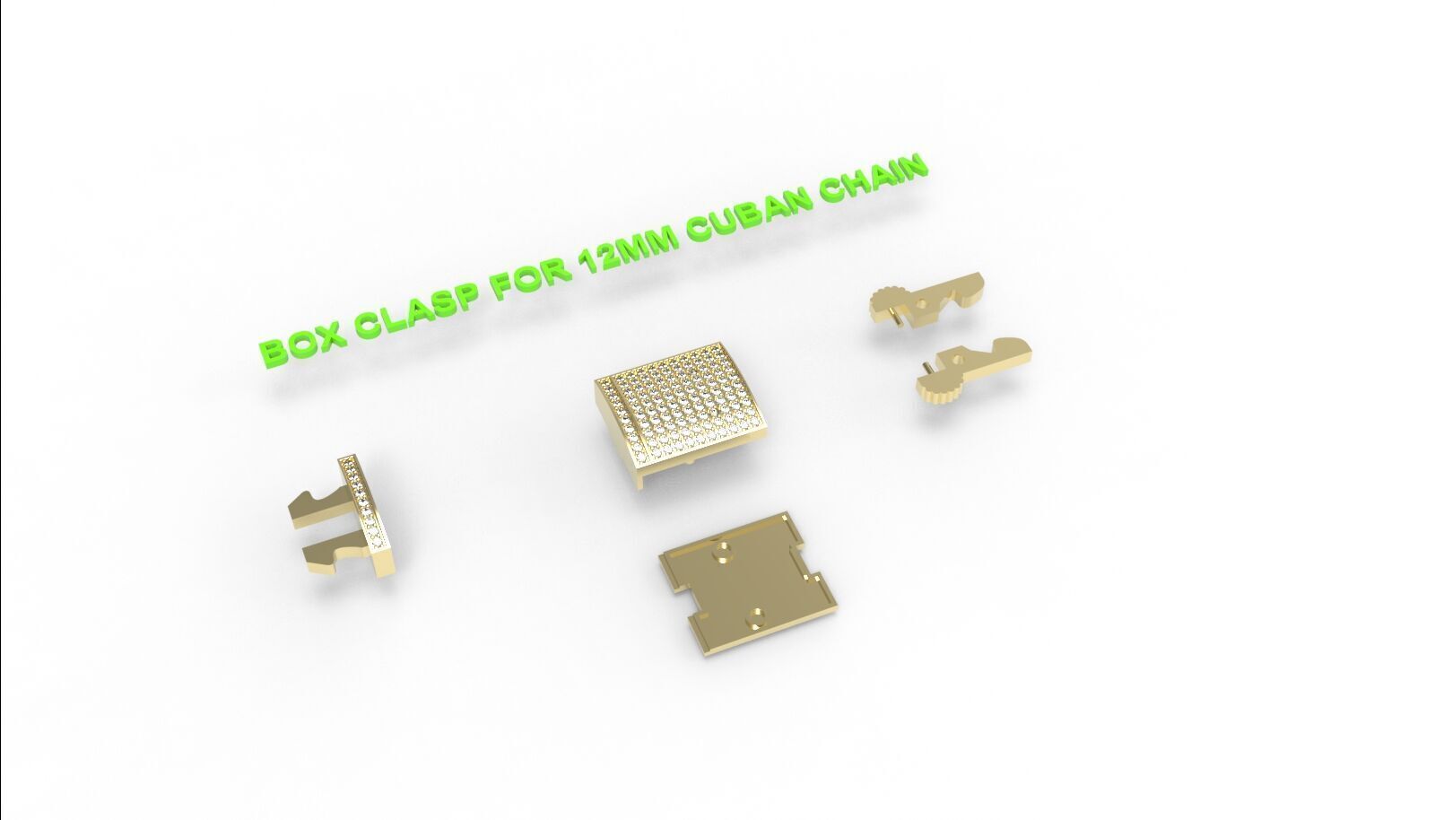 Box clasp lock for 12mm Cuban chain LK-006 3D print model_8