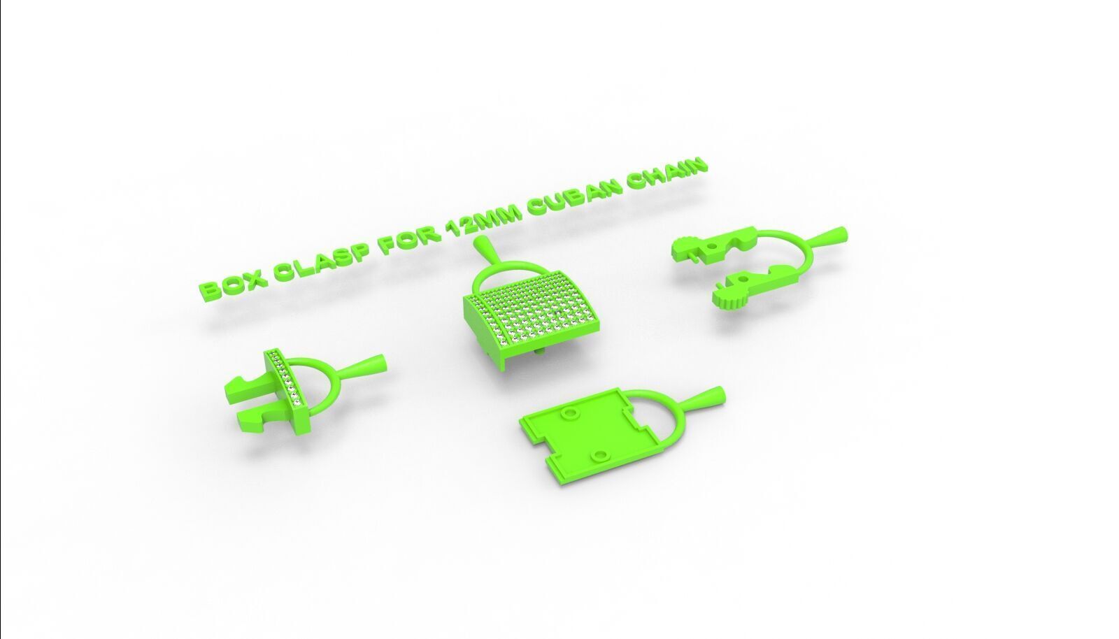 Box clasp lock for 12mm Cuban chain LK-006 3D print model_13