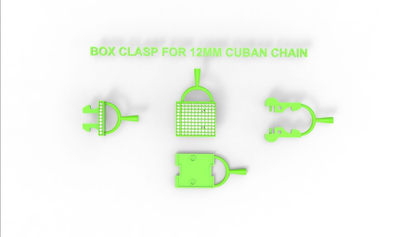 Box clasp lock for 12mm Cuban chain LK-006 3D print model_12
