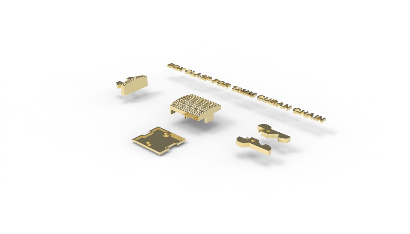 Box clasp lock for 12mm Cuban chain LK-006 3D print model_11