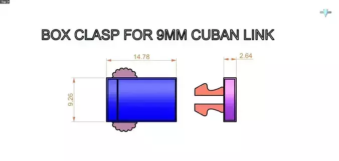 Box clasp lock for 9mm Cuban chain LK-004