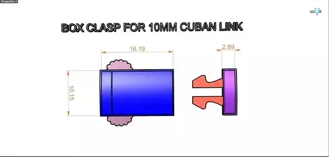 Box clasp lock for 10mm Cuban chain LK-005