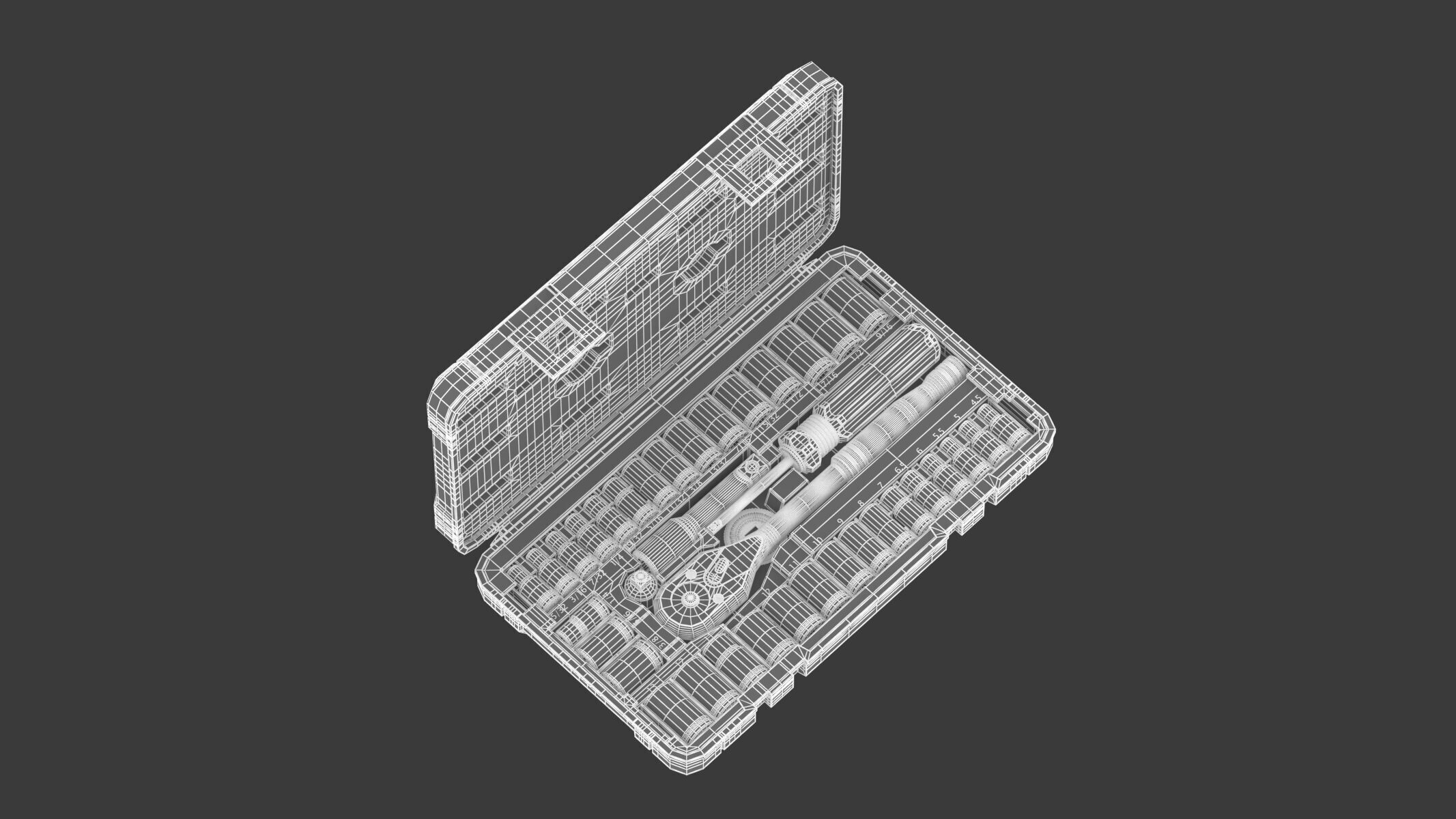 Garage Drive Socket Set Complete Ratchet and Socket Kit 3D model_18