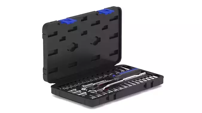 Garage Drive Socket Set Complete Ratchet and Socket Kit 3D model