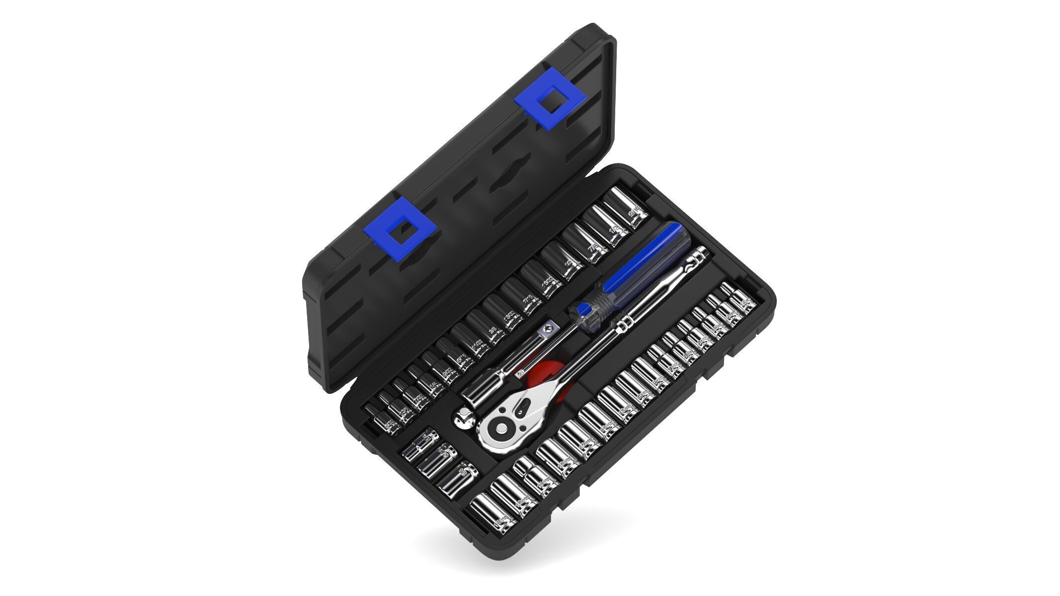 Garage Drive Socket Set Complete Ratchet and Socket Kit 3D model_8