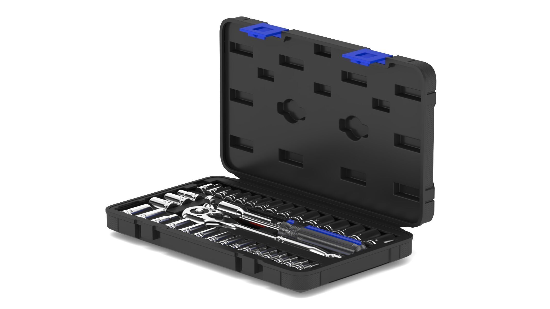 Garage Drive Socket Set Complete Ratchet and Socket Kit 3D model_6