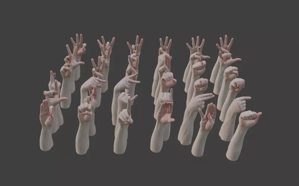 3DHandPoseModelPack Low-poly 3D model_0