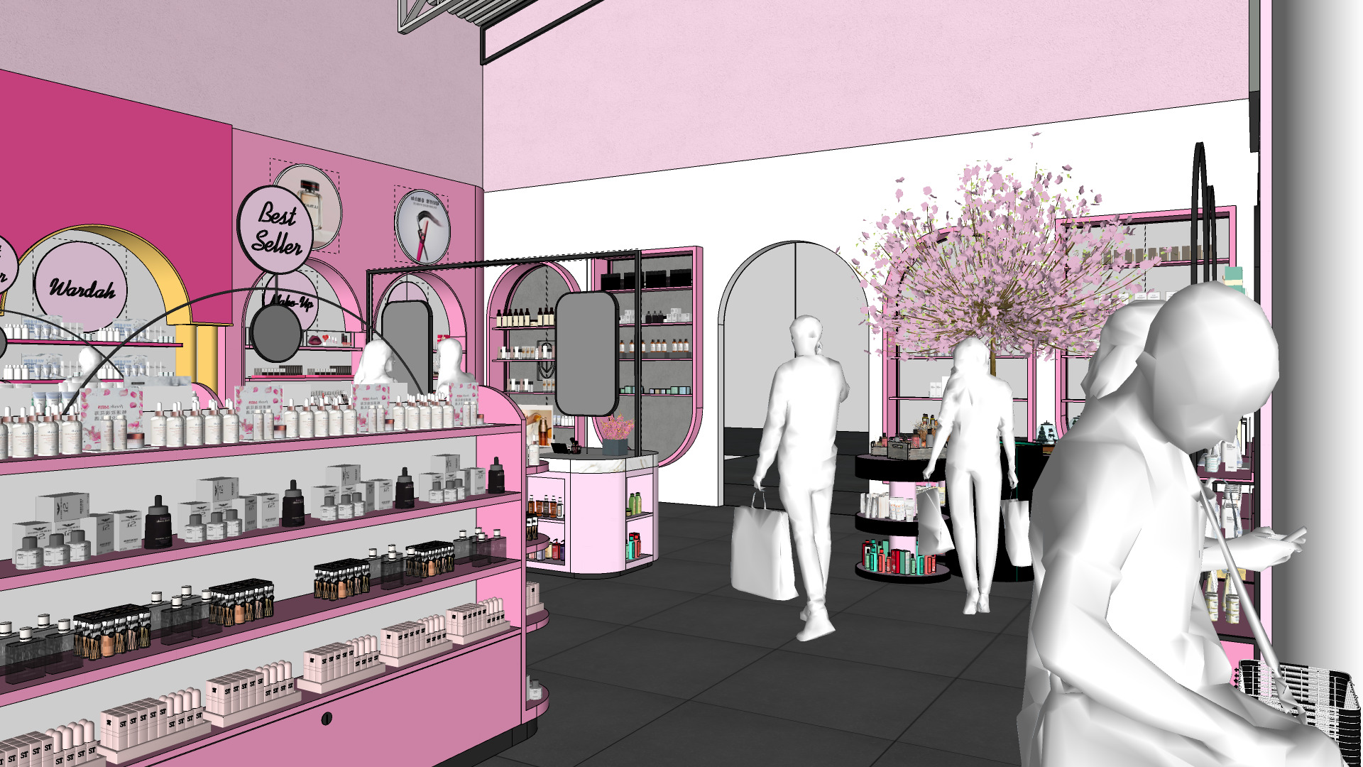 Pinky Beauty Store Interior  Game-Ready Low-Poly 3D Model Low-poly 3D model_26