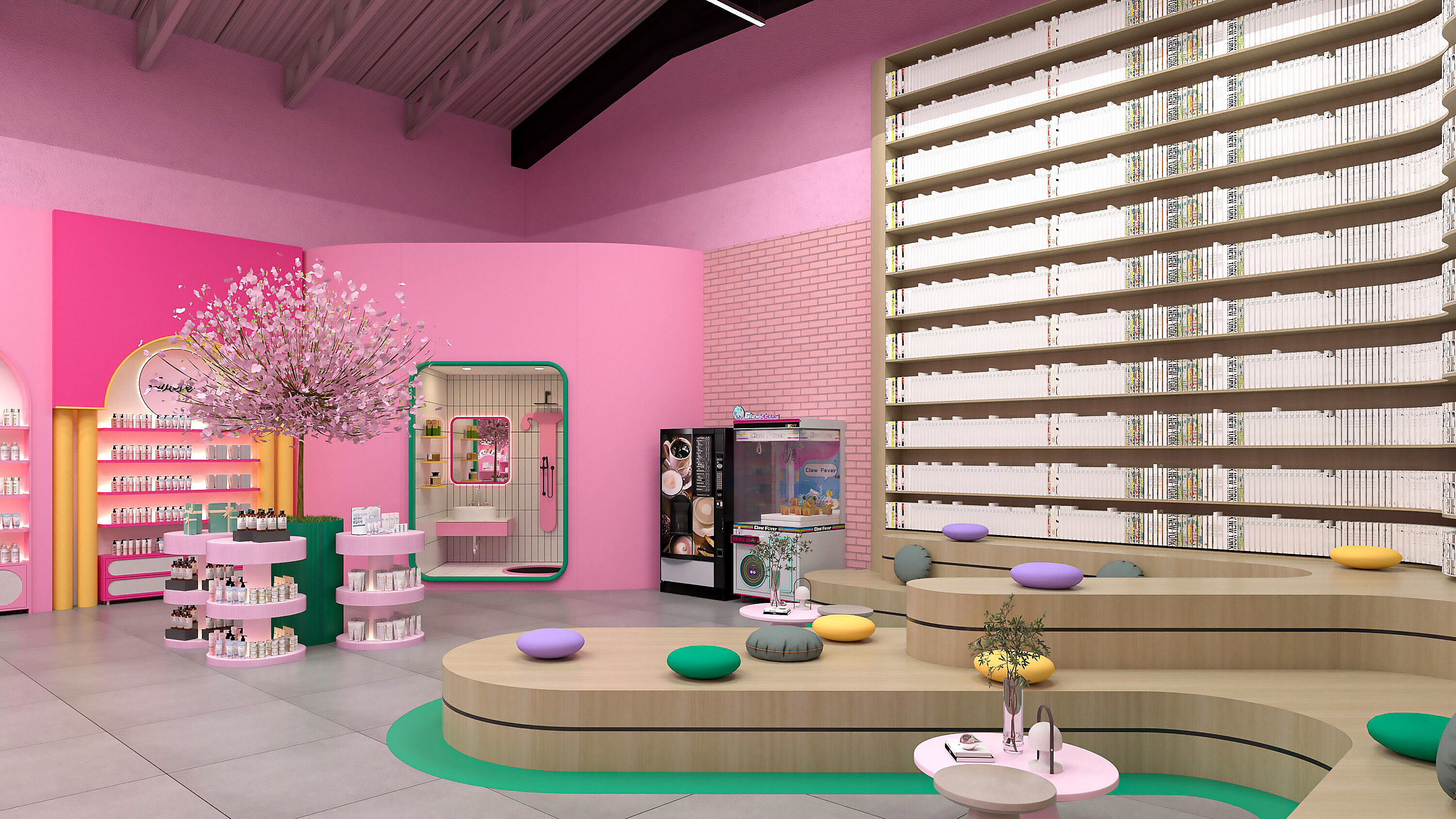 Pinky Beauty Store Interior  Game-Ready Low-Poly 3D Model Low-poly 3D model_5