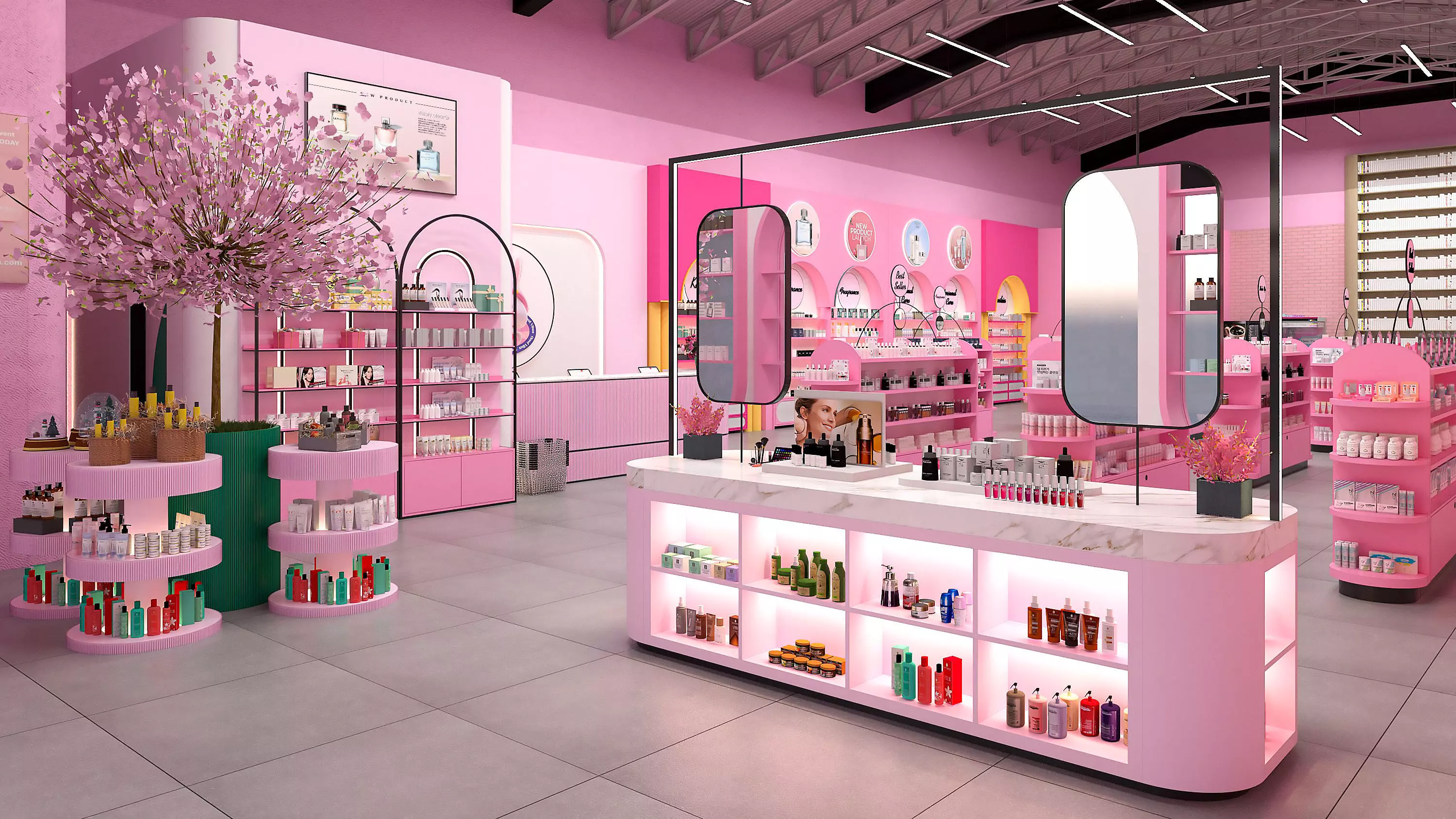 Pinky Beauty Store Interior  Game-Ready Low-Poly 3D Model Low-poly 3D model_0