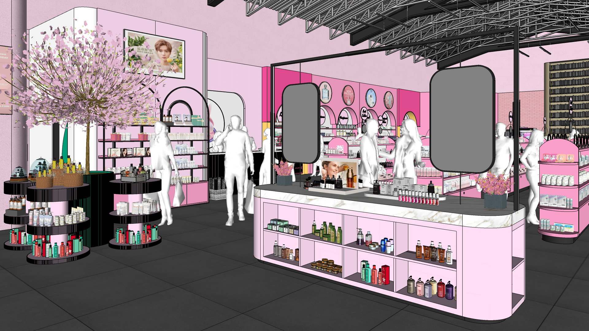 Pinky Beauty Store Interior  Game-Ready Low-Poly 3D Model Low-poly 3D model_31
