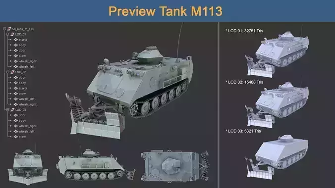 Asset - Army - Tank - M113 Low-poly 3D model
