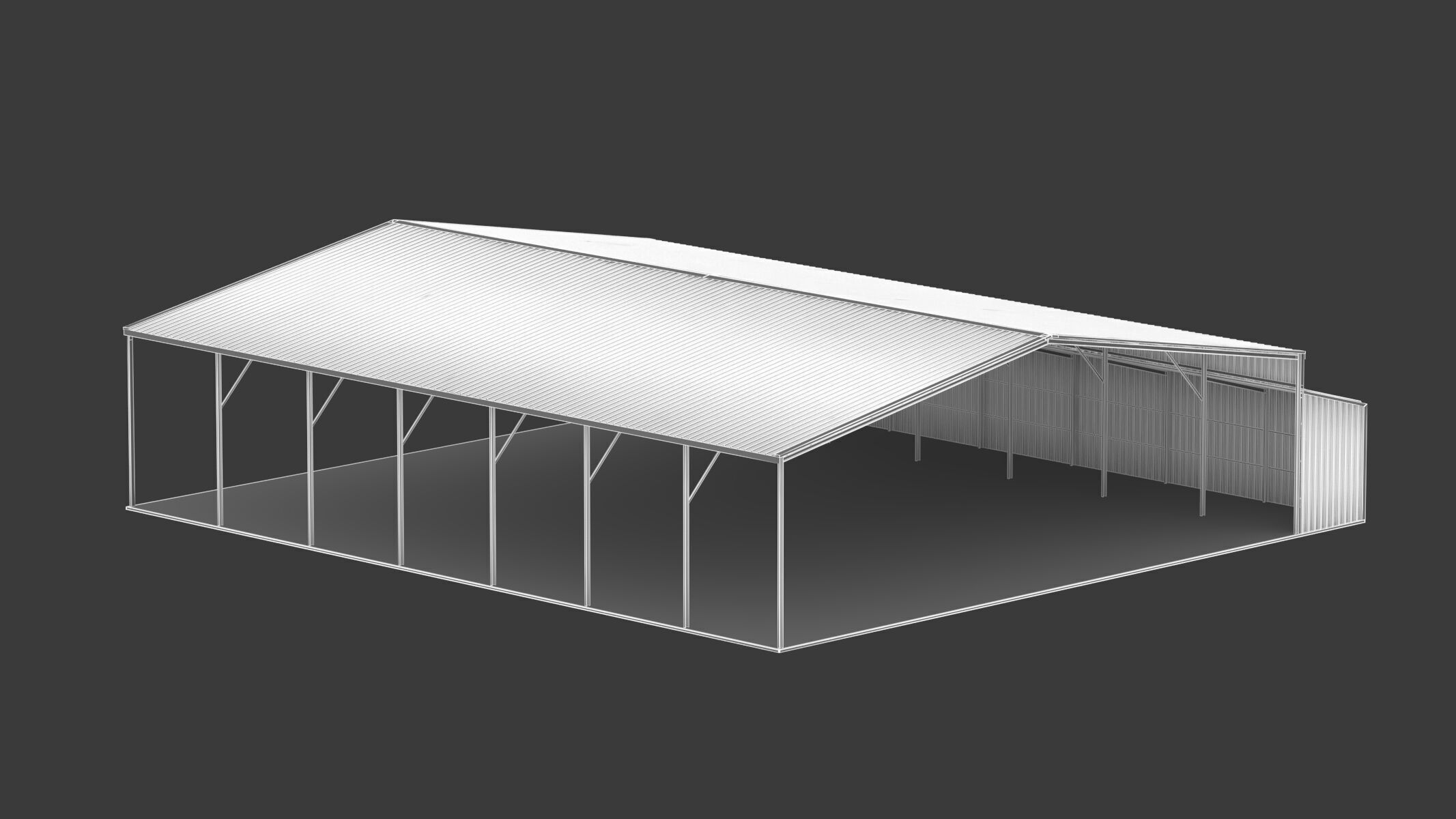 Easyhall Large Hay Shed Customizable Steel Storage 3D model_16