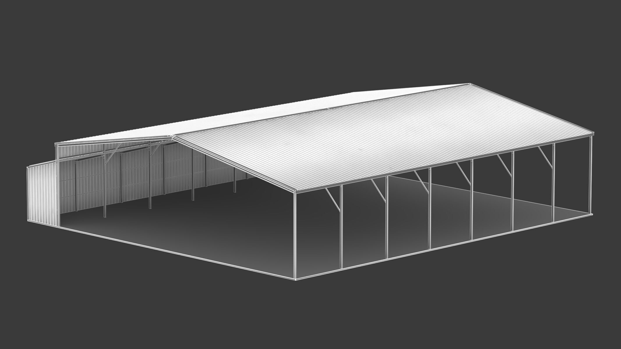 Easyhall Large Hay Shed Customizable Steel Storage 3D model_10