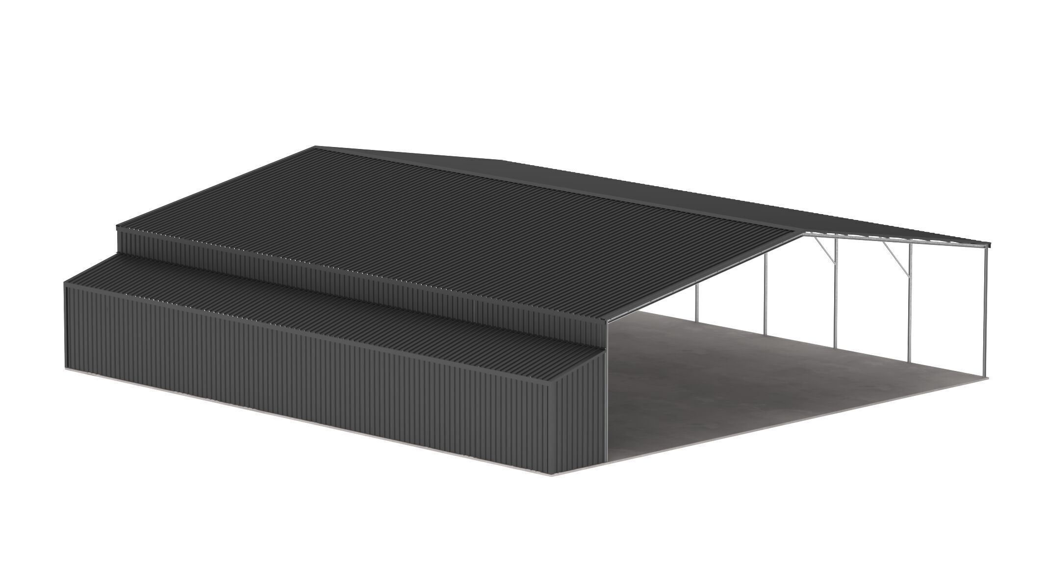 Easyhall Large Hay Shed Customizable Steel Storage 3D model_2