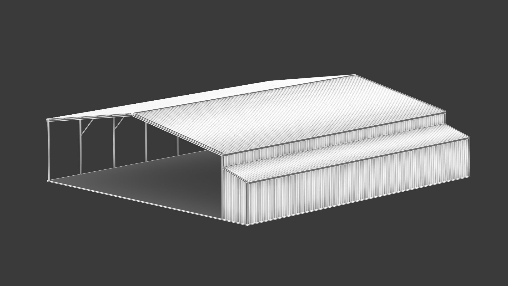 Easyhall Large Hay Shed Customizable Steel Storage 3D model_14