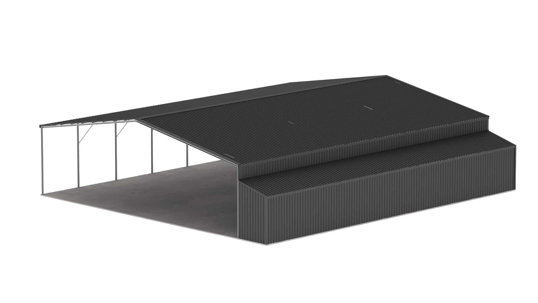 Easyhall Large Hay Shed Customizable Steel Storage 3D model_4