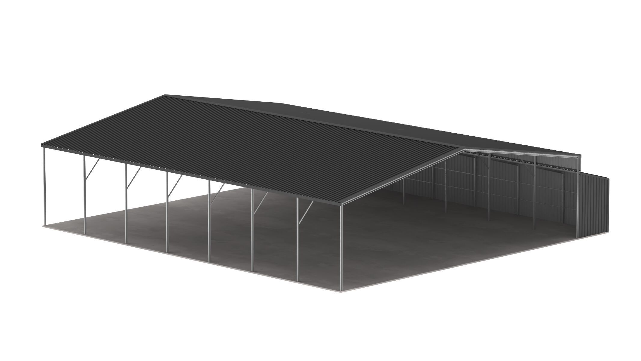 Easyhall Large Hay Shed Customizable Steel Storage 3D model_6