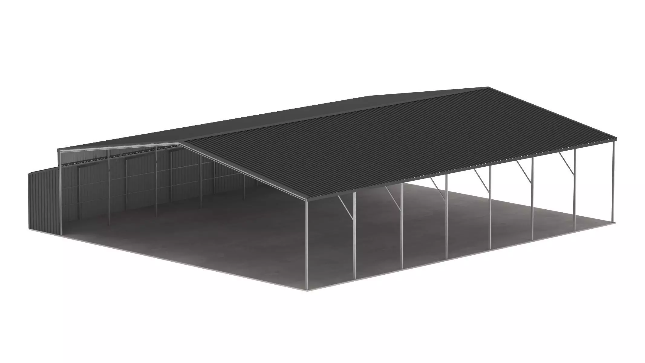 Easyhall Large Hay Shed Customizable Steel Storage 3D model_0