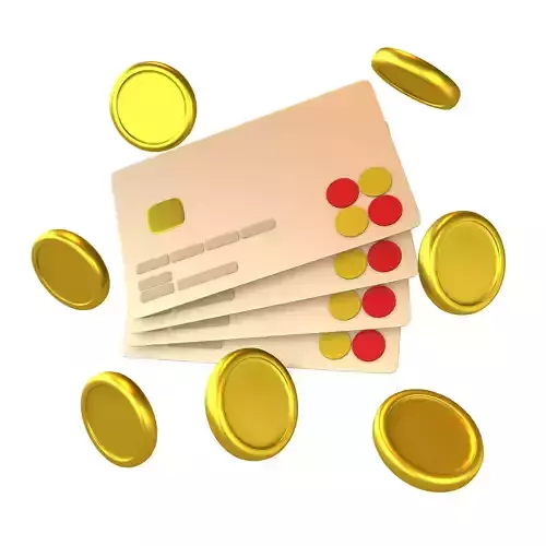 Credit Cards Floating Gold Coins Icon v1 002
