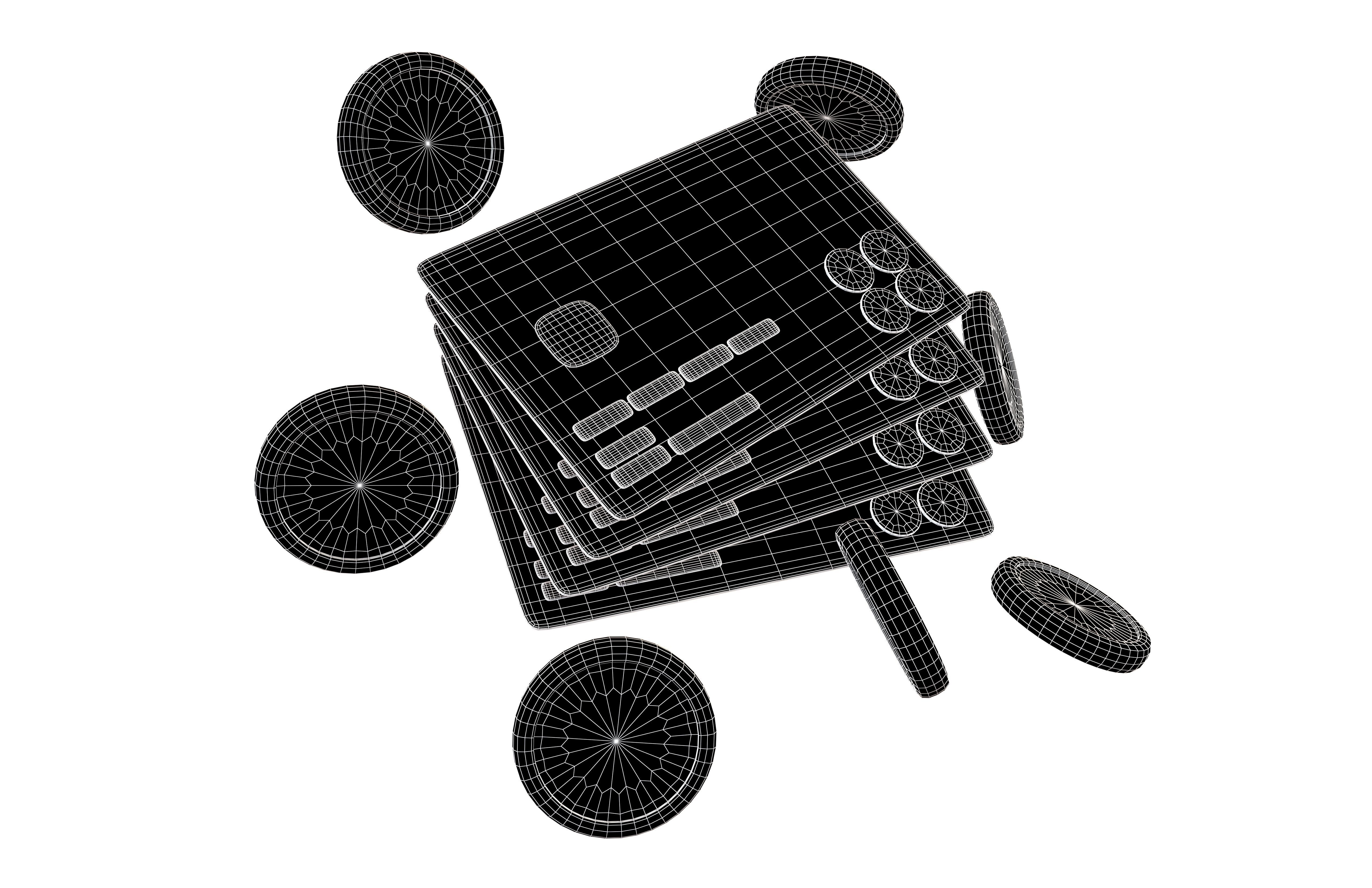 Credit Cards Floating Gold Coins Icon v1 003 Low-poly 3D model_5