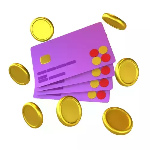 Credit Cards Floating Gold Coins Icon v1 003