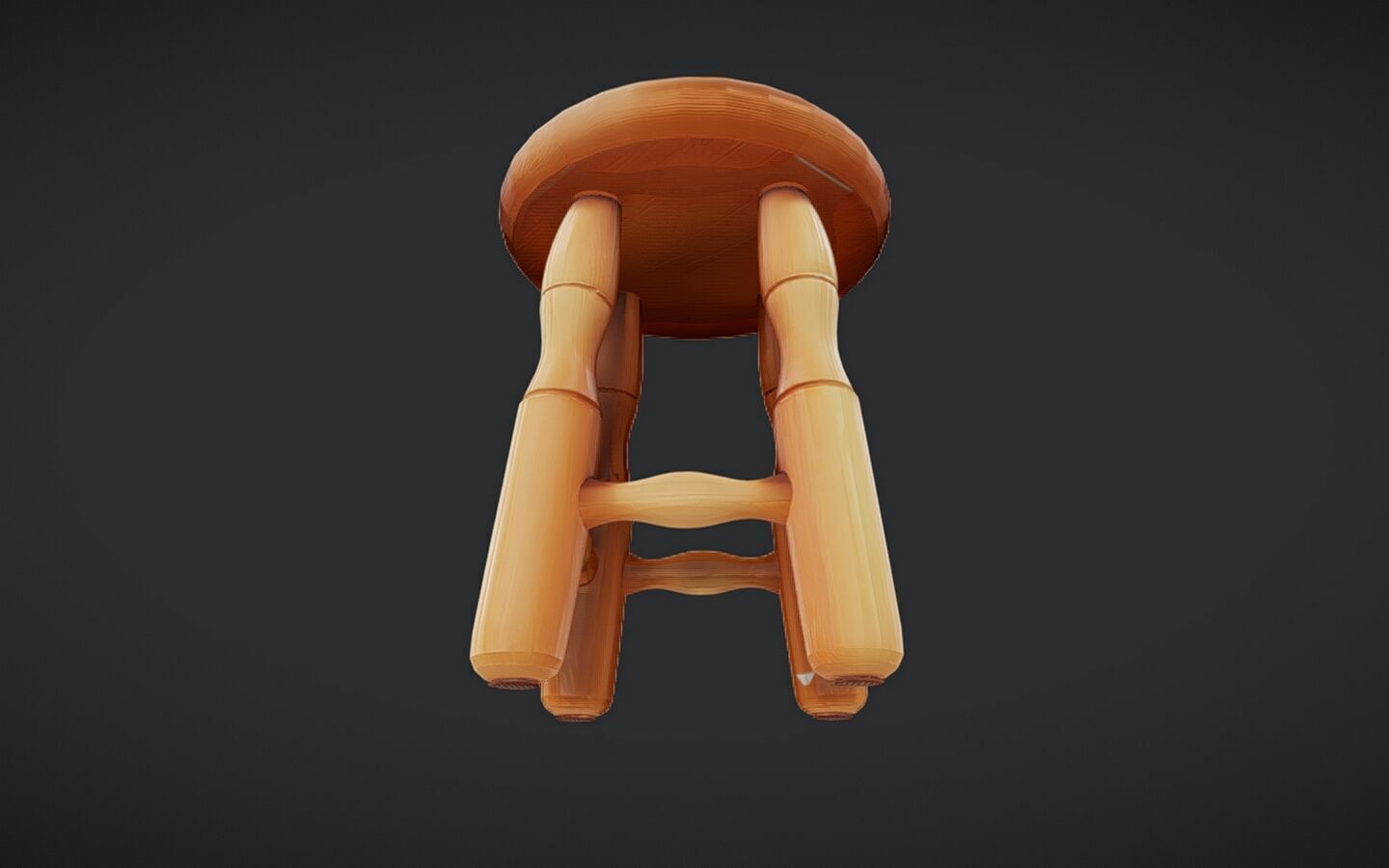 wooden stool with rounded legs 3D model_7
