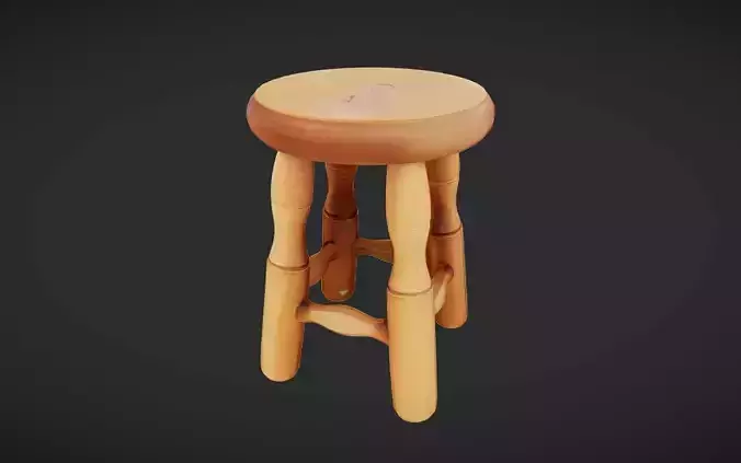 wooden stool with rounded legs