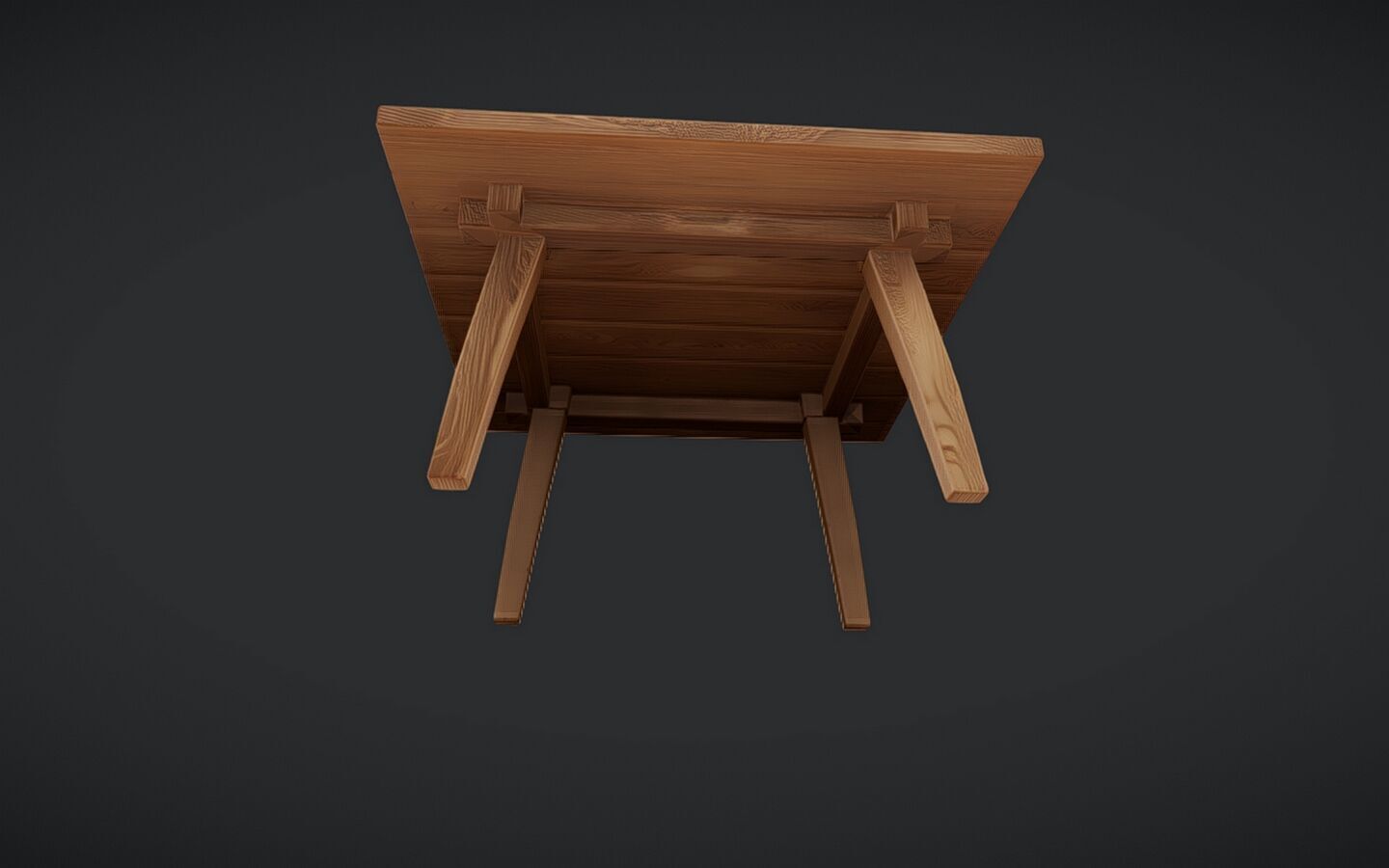wooden rectangular table 3D model_4