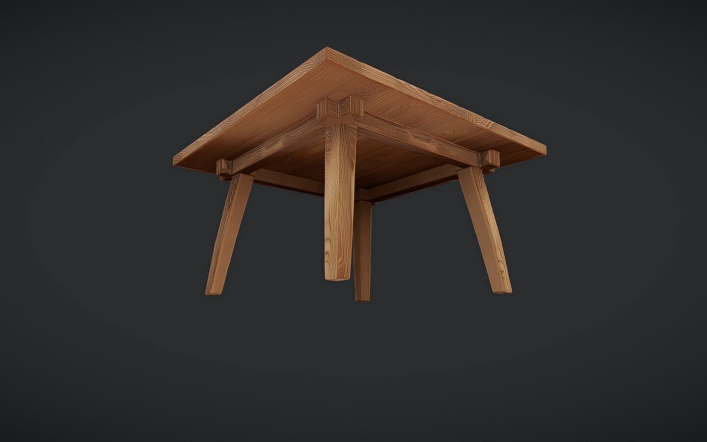 wooden rectangular table 3D model_3