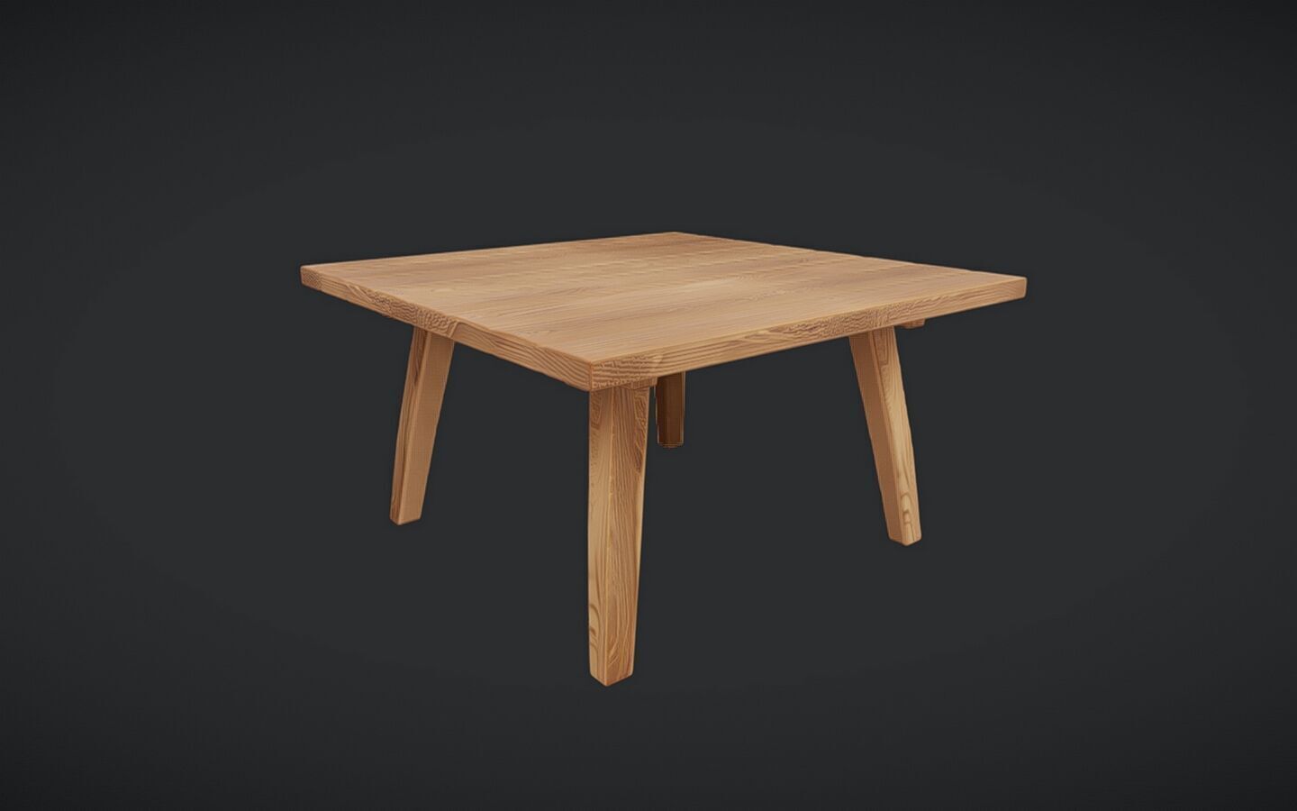 wooden rectangular table 3D model_9