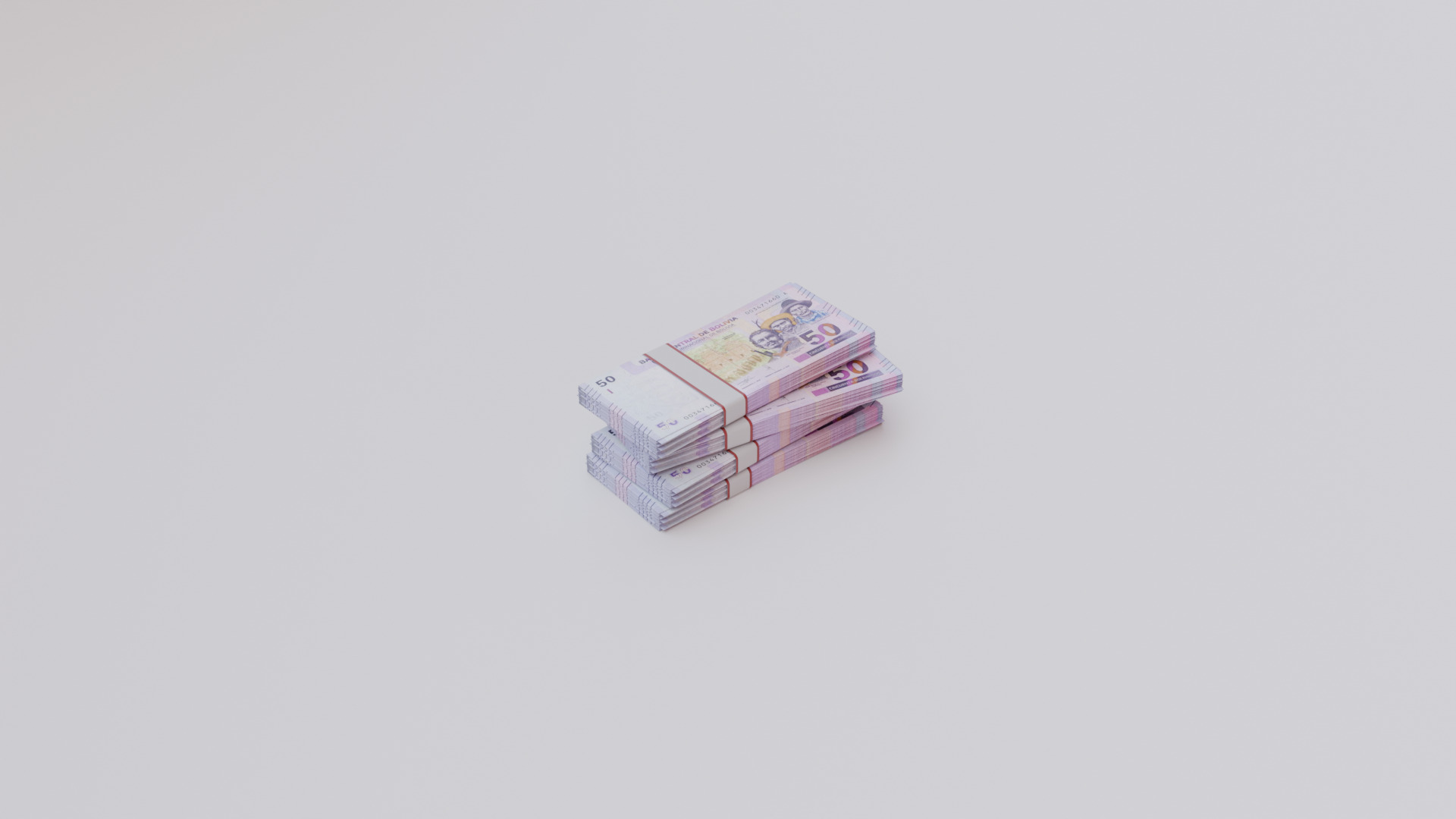 50 Bolivian boliviano Currency Low-poly 3D model_4