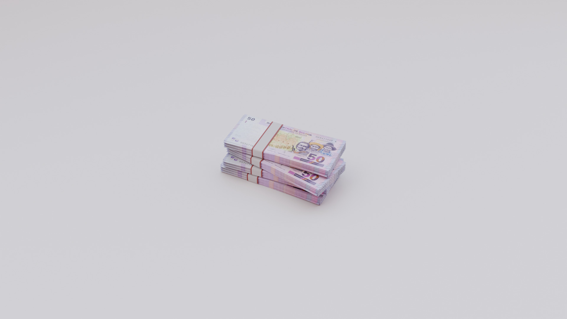 50 Bolivian boliviano Currency Low-poly 3D model_3