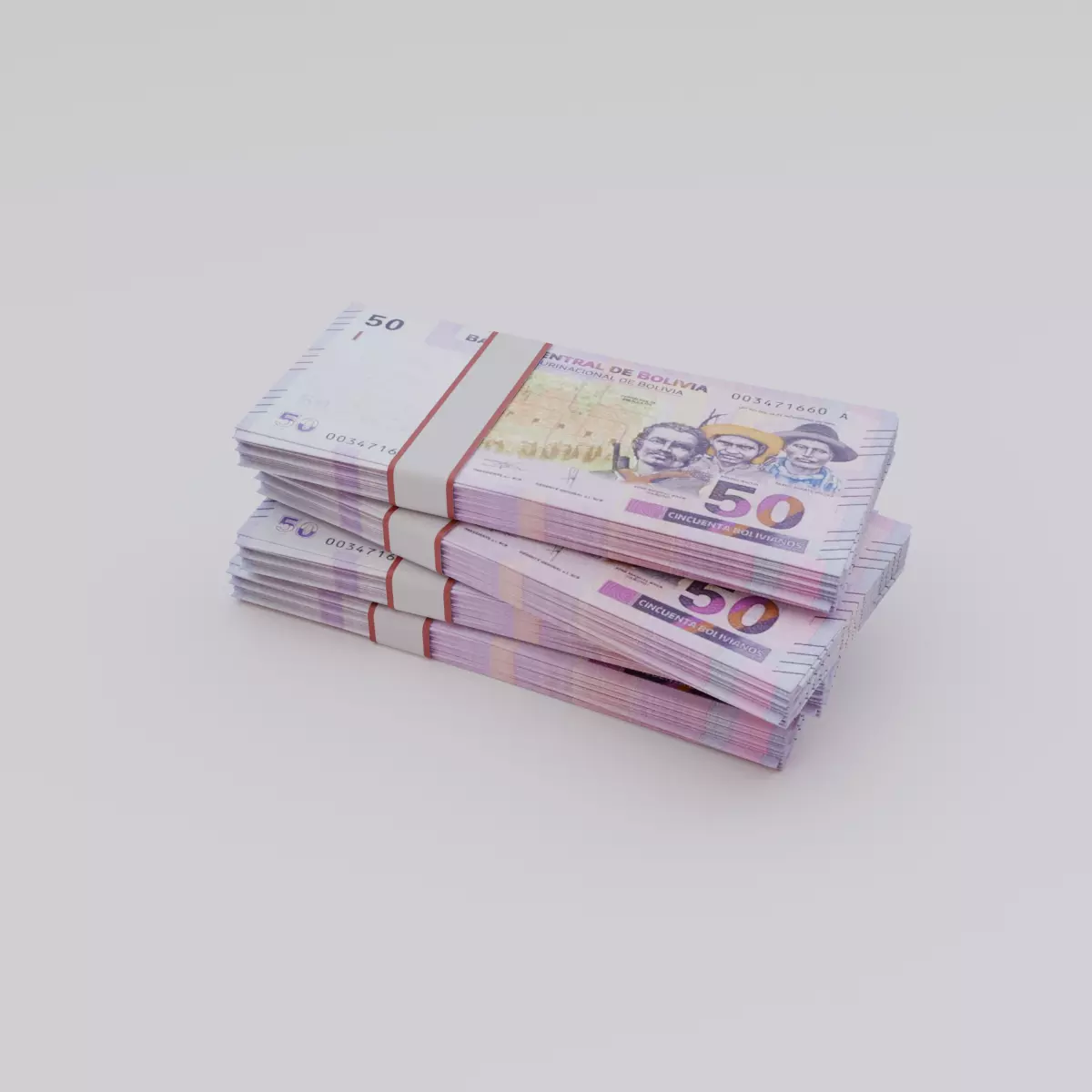 50 Bolivian boliviano Currency Low-poly 3D model_0