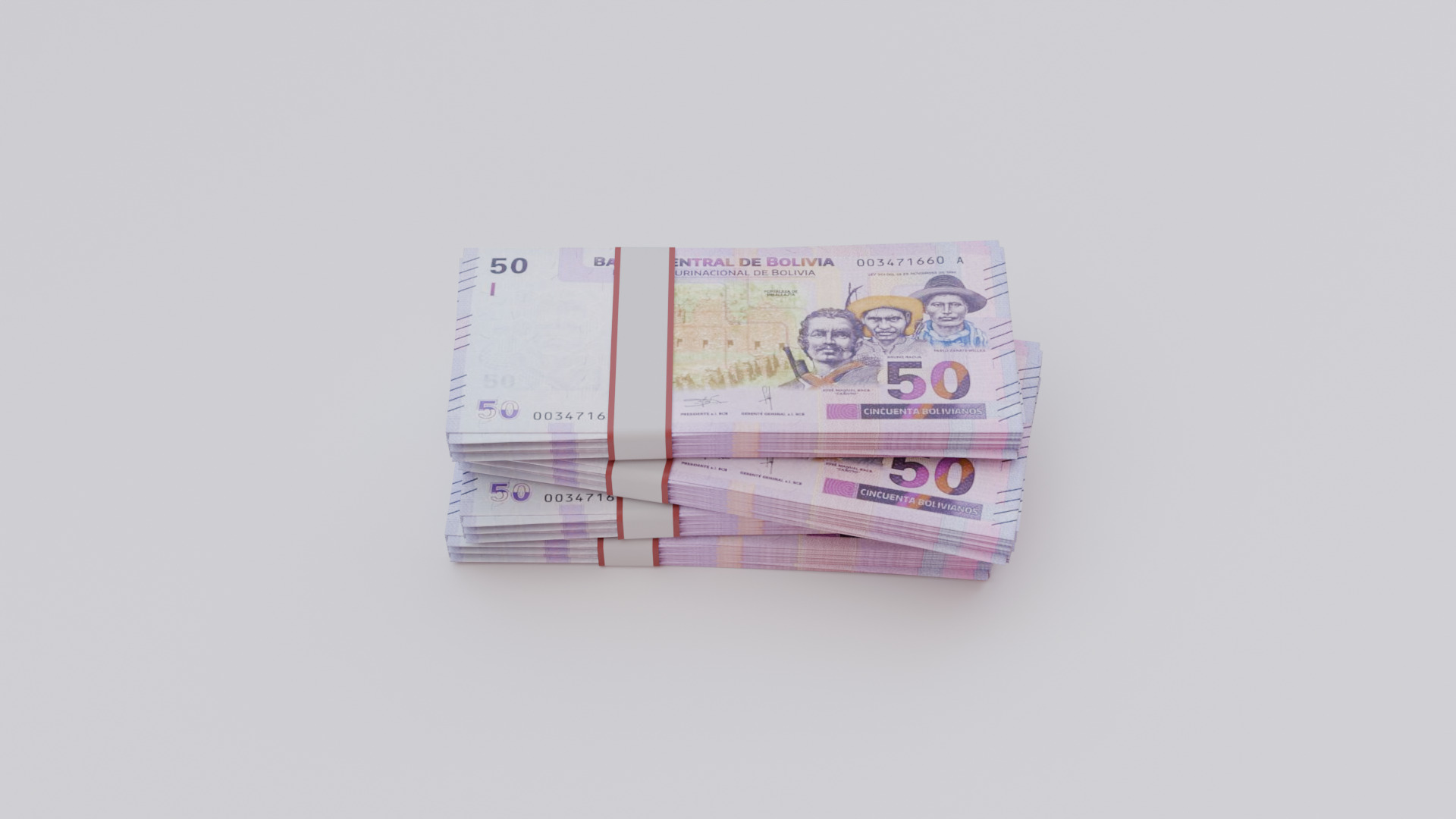 50 Bolivian boliviano Currency Low-poly 3D model_5