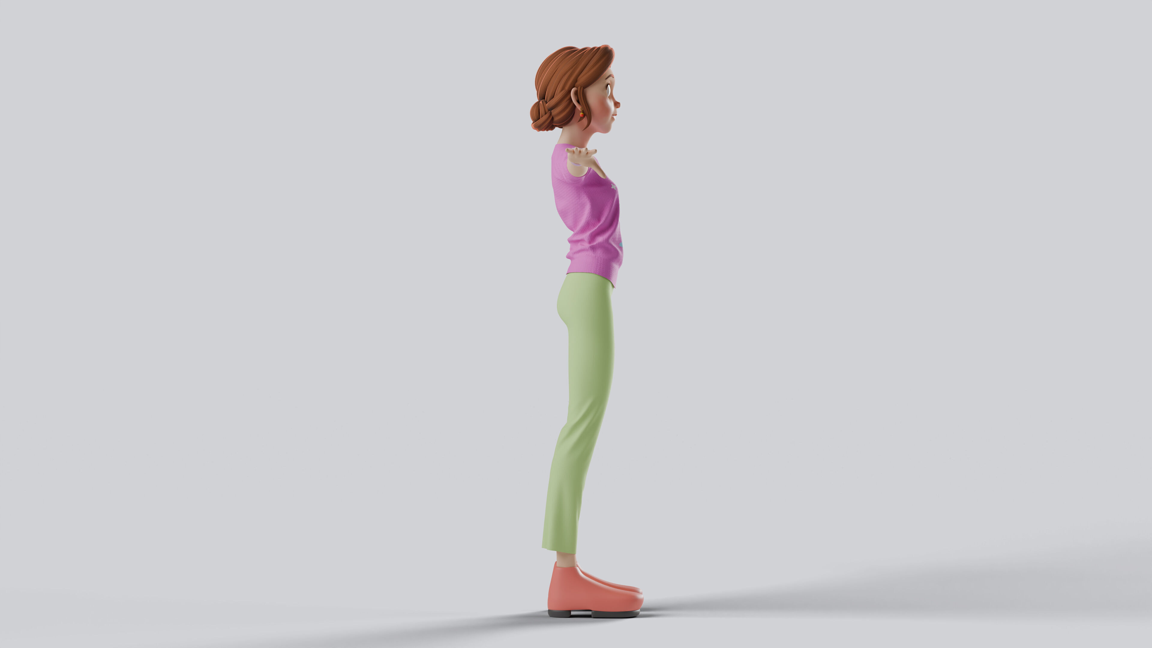Mother Stylized Character Fully Rigged Game Animation Ready 3D model_4
