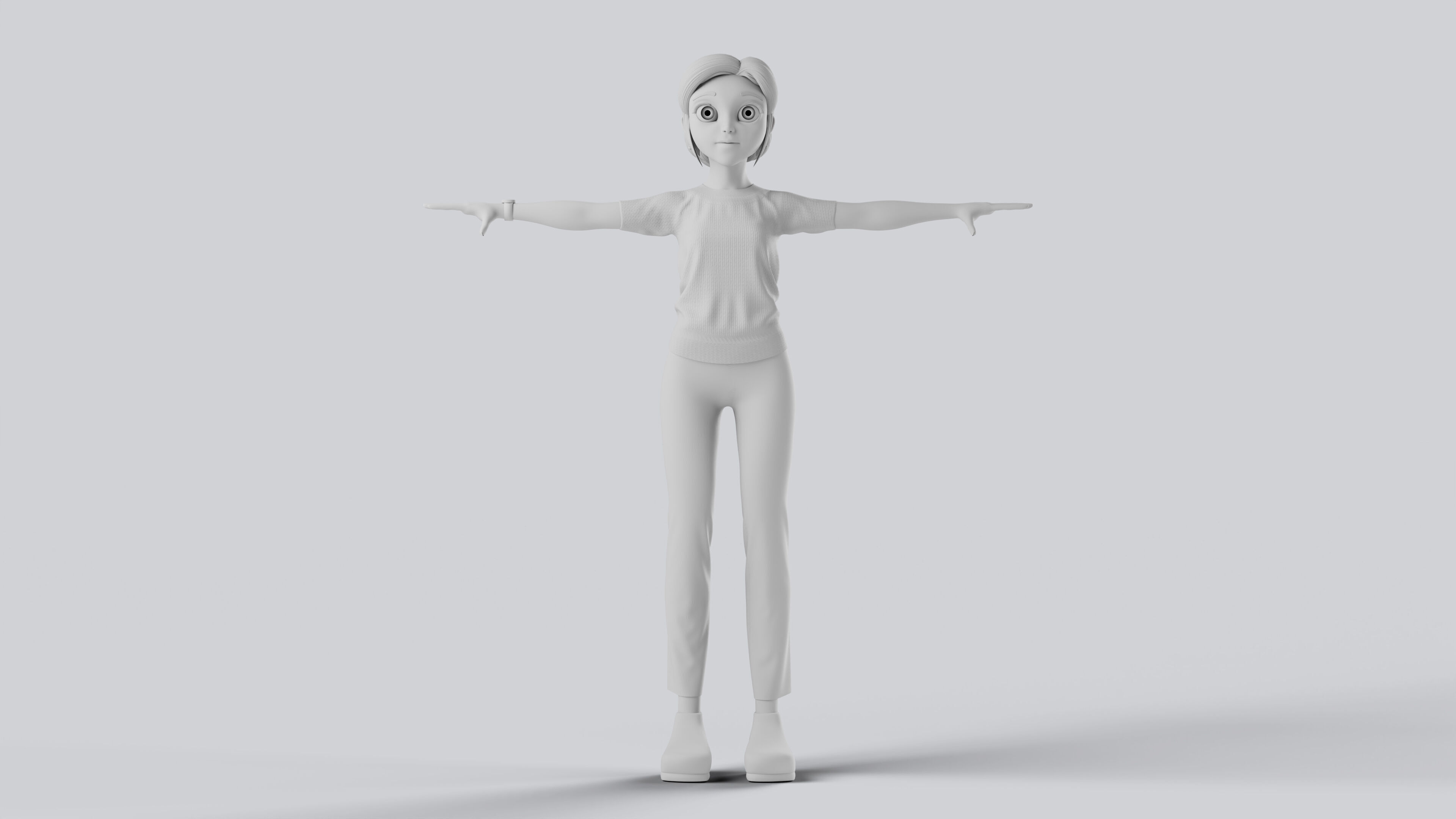 Mother Stylized Character Fully Rigged Game Animation Ready 3D model_5