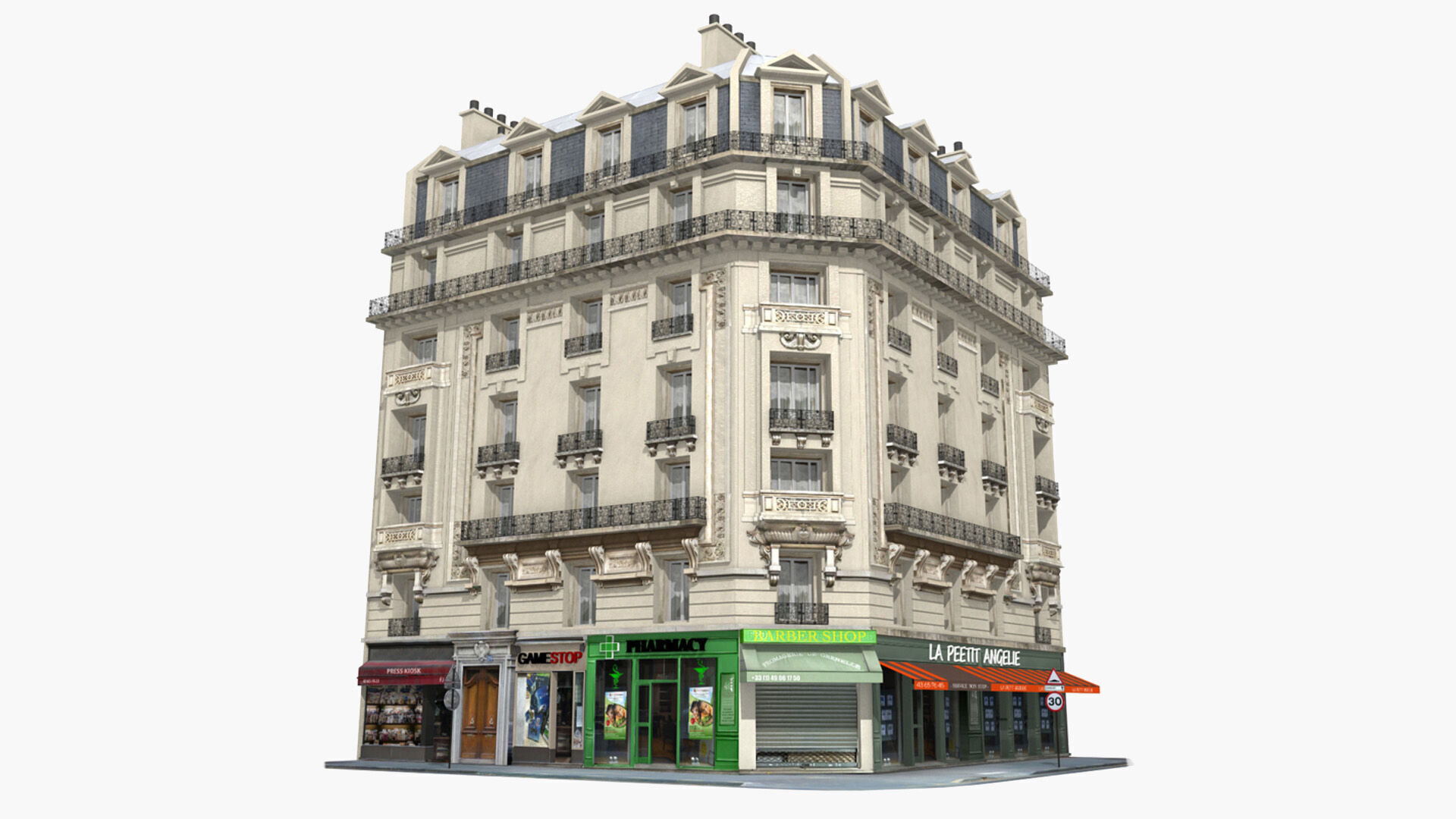 Paris Buildings Collection Low-poly 3D model_4