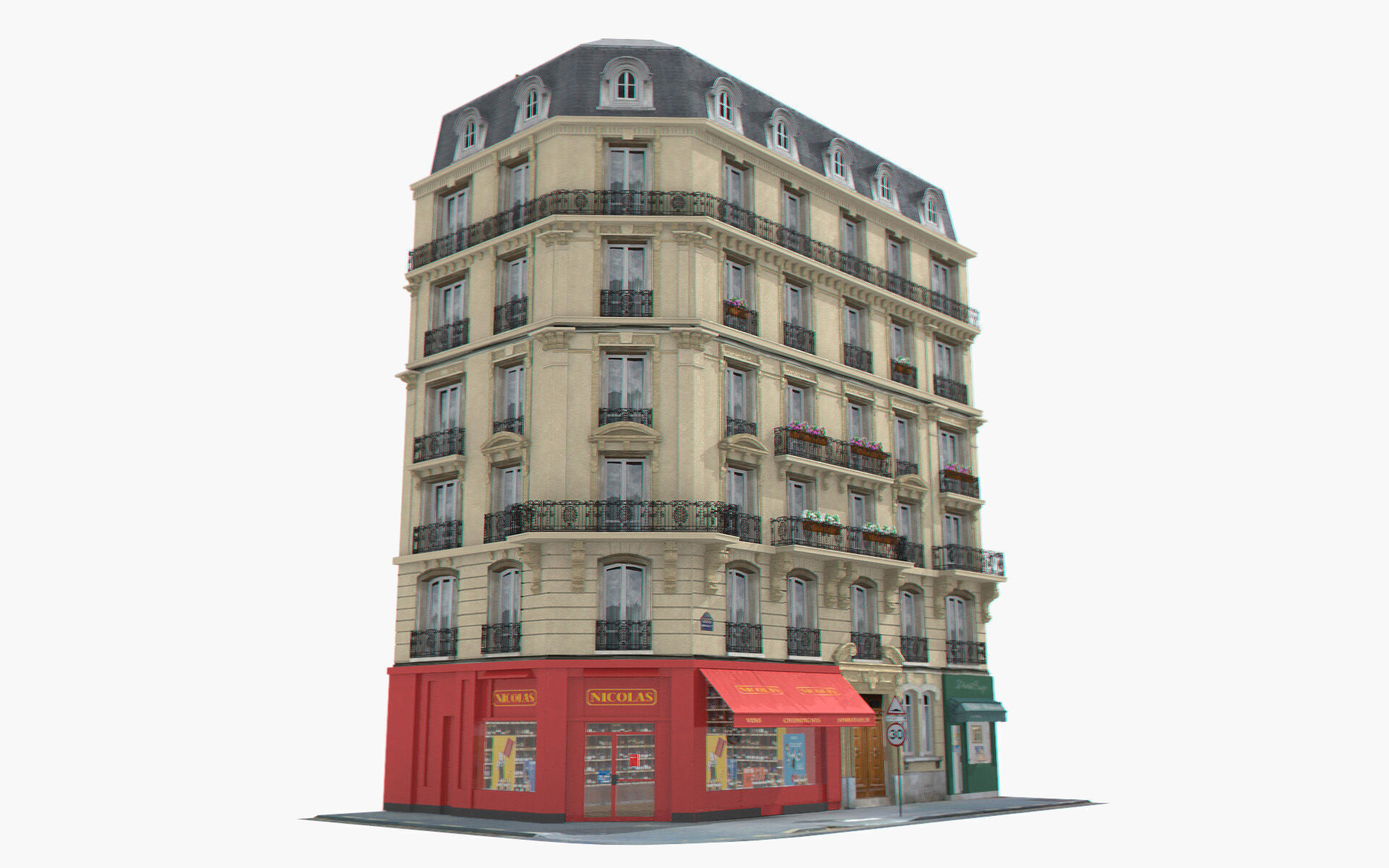 Paris Buildings Collection Low-poly 3D model_6