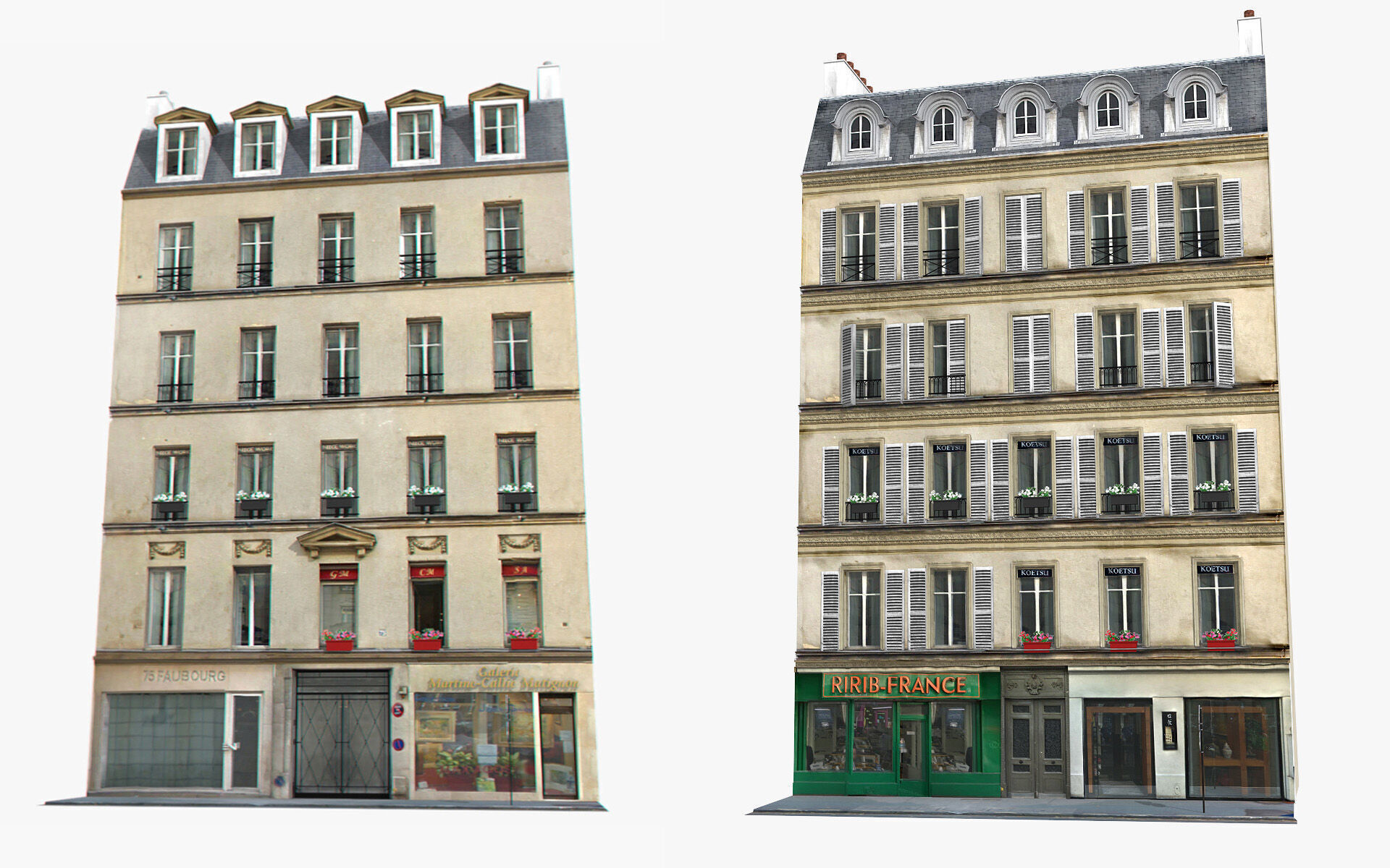 Paris Buildings Collection Low-poly 3D model_9