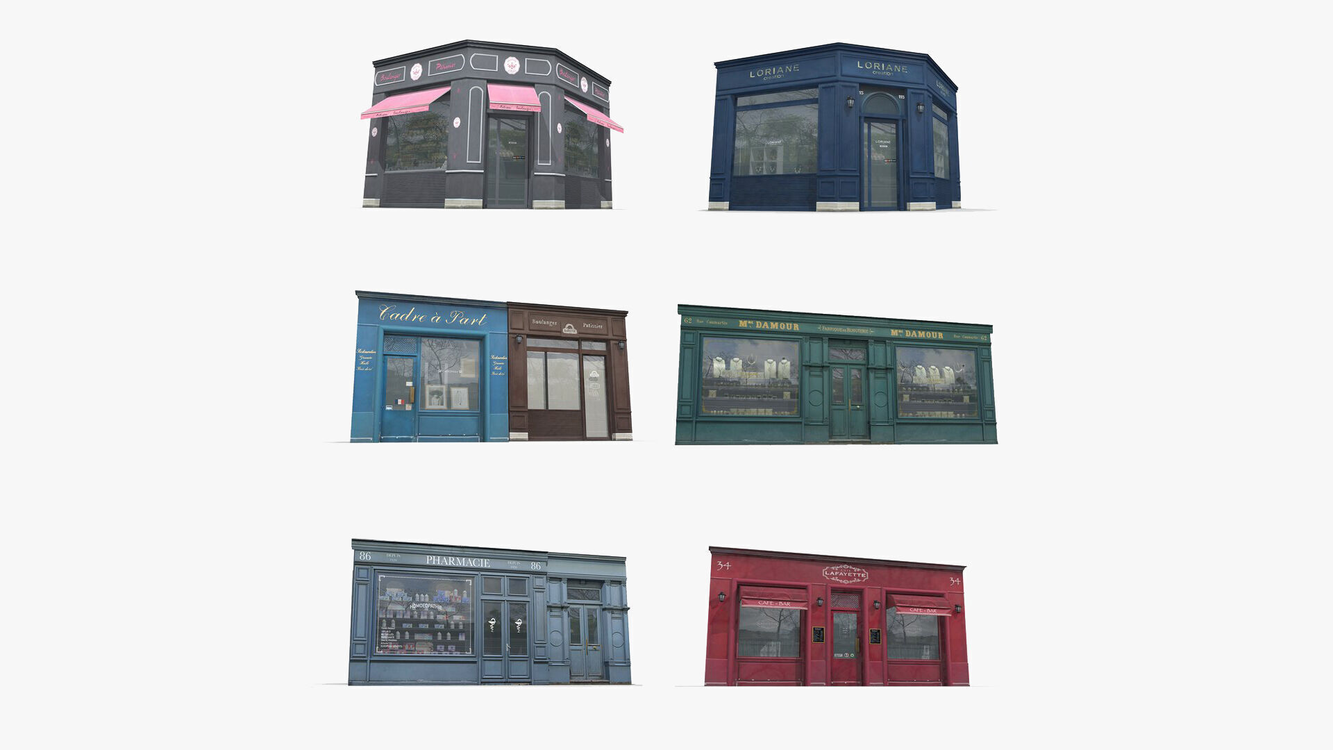Paris Buildings Collection Low-poly 3D model_46