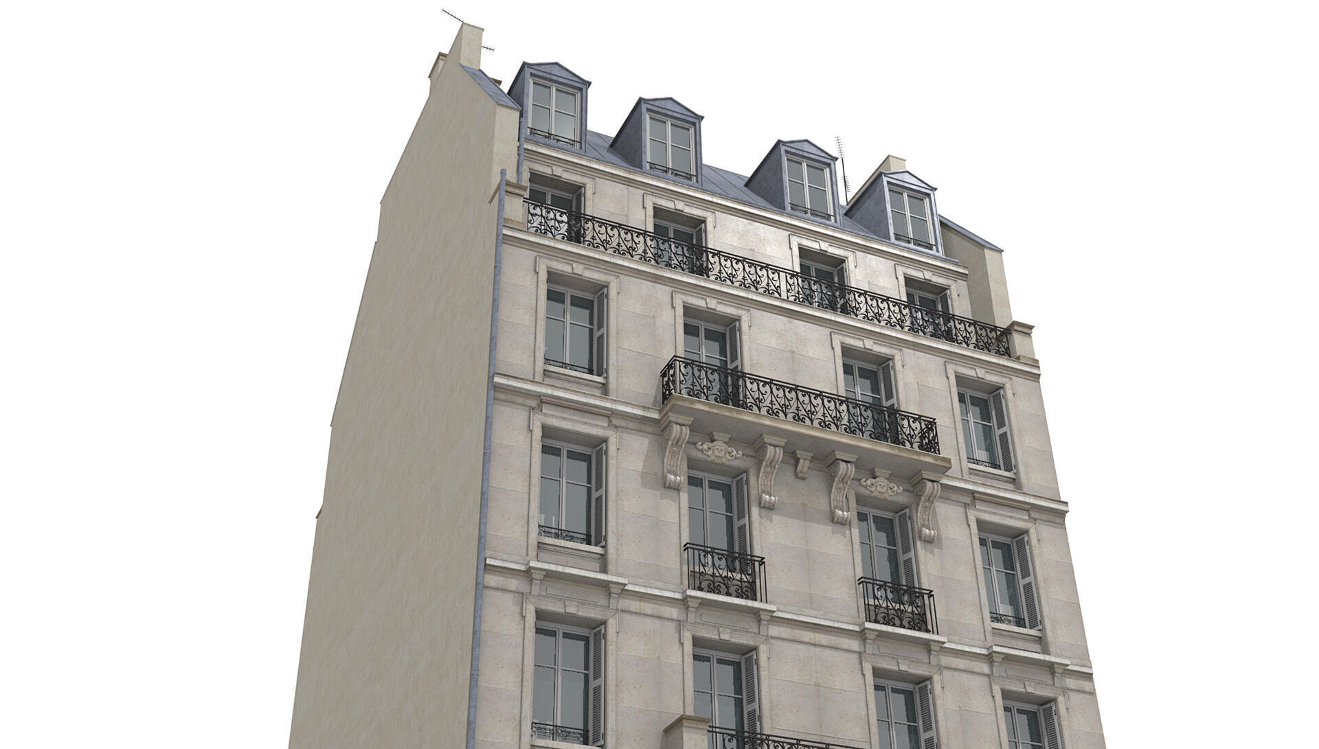 Paris Buildings Collection Low-poly 3D model_24
